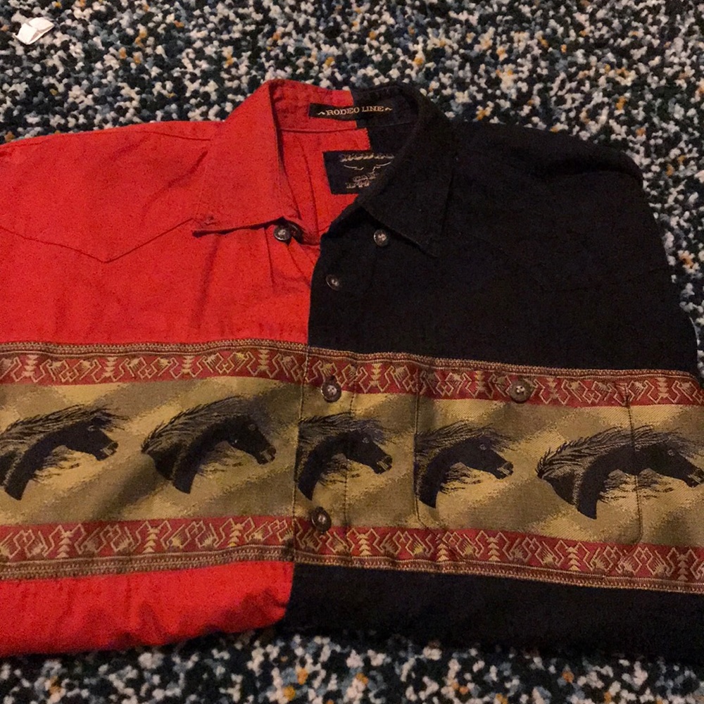 Men’s button down western-style shirt.